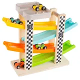 Wooden Race Track And Car Set Multi