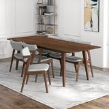 Corrigan Studio® Adrianne 7-Piece Mid-Century Dining Set w/ 6 Fabric Dining Chairs In Dark Gray Wood/Upholstered Chairs in Brown/Gray | Wayfair