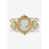 Women's Vintage-Style Cameo Hinged Bangle Bracelet In Yellow Goldtone 7.5" by PalmBeach Jewelry in Gold