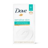 Dove Beauty Bar More Moisturizing Than Bar Soap Sensitive Skin With Gentle Cleanser for Softer Skin Fragrance-Free Hypoallergenic Beauty Bar 3.75 oz 6 Bars