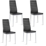 Costway Set of 4 PU Leather Dining Side Chairs Elegant Design Home Furniture Black Contemporary