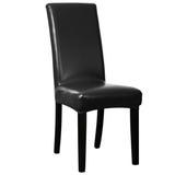 PiccoCasa Faux PU Fabric Leather Plain Dining Chair Cover Slipcover Black