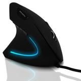 TSV Wired Vertical Ergonomic Mouse 6 Buttons Optical Ergo Mouse with 4 Level DPI Switch 1000 1200 1600 2400 Right Handed Black