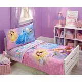 Disney Princess 4-Piece Toddler Bedding Set Adventure Rules Pink Toddler Bed