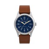 Mechanical Hand-Wind Blue & Brown Leather 38MM Watch