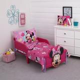 Disney Minnie Mouse 4-Piece Toddler Bedding Set with Comforter Pillowcase Fitted Sheet Flat Sheet