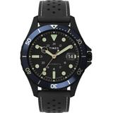 Navi Xl Automatic 41mm Leather Strap Watch Black - Black - Timex Watches