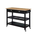 American Heritage 3 Tier Butcher Block Kitchen Cart with Drawers, Black NO SIZE