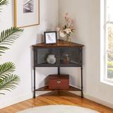 Trent Austin Design® Geir Steel 2 Door Corner Accent cabinet Wood/Metal in Black, Size 29.3 H x 28.0 W x 20.0 D in | Wayfair