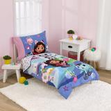 Gabby s Dollhouse Toddler Bedding Set 4-Pieces Purple Pink White Toddler Bed Size Kitty Cats Universal Polyester fiber fill