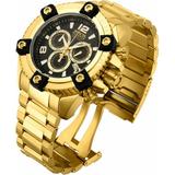 Invicta Men s 15827 Arsenal Reserve Black MOP Dial Gold Steel Bracelet Chronograph Dive Watch