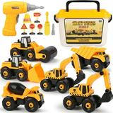 Joyreal STEM Take Apart Truck Toys for Boys Age 5-7 Year Old DIY Construction Vehicles Excavator Toy Set Gifts for Kids Girls