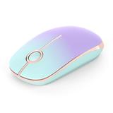 2.4G Slim Wireless Mouse with Nano Receiver Less Noise Portable Mobile Optical Mice for Notebook PC Laptop Computer MacBook MS001 (Mint Green to Purple)