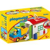 PLAYMOBIL 1.2.3 Construction Truck with Garage Truck Vehicle Playset (9 Pieces)
