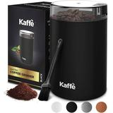 Kaffe Electric Coffee Grinder - Black - 3 oz. Capacity with Easy On/Off Button Cleaning Brush Included