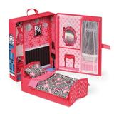 Badger Basket Home and Go Dollhouse Playset Travel & Storage Case with Bed/Bedding for 12-inch Fashion Dolls