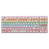 LEAVEN K550 87% Mechanical Gaming Keyboard Rainbow Backlit Ultra-Slim Wired USB Keyboard with Blue Switches Double-Shot Keycaps Splash-Proof Full-Key Rollover Ideal for Windows for Mac Gaming