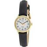 Timex Women s Easy Reader Quartz Gold Tone Brass/Black Leather Watch T20433