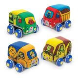 Melissa & Doug Pull-Back Construction Vehicles - Soft Baby Toy Play Set of 4 Vehicles