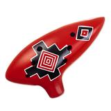 Hypnotic Chakana,'Ceramic Andean Ocarina in Red Handcrafted in Peru'