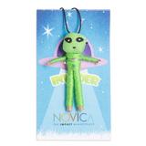 Spatial Luck,'Handcrafted Cotton and Cibaque Alien Worry Doll in Green'