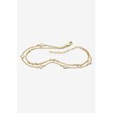 Women's 1.85 Cttw. Princess-Cut Cubic Zirconia Gold-Plated Silver Ankle Bracelet 11" Jewelry by PalmBeach Jewelry in Cubic Zirconia