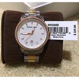 Michael Kors Accessories | Michael Kors Bezel Baguette Gorgeous Rose Gold&Clear Link Stylish Watch Nwt! | Color: Gold/Silver | Size: Os