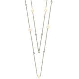Sterling Silver Sapphire And Pearl By-the-yard 36" Station Necklace