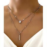 Don't AsK Women's Necklaces Silver - Crystal & Silvertone Teardrop & Bar Layered Necklace