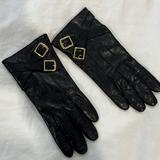 Coach Accessories | Coach Never Worn Black Leather Gloves With Gold Buckle Detail. | Color: Black | Size: 7