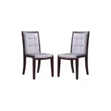 Manhattan Comfort Executor Dining Chairs (Set Of Two) In Cream And Walnut, Silver