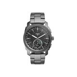 Fossil Q Machine - 45 mm - smoke stainless steel - smart watch with link bracelet - stainless steel - smoke - wrist size: up to 7.87 in - Bluetooth