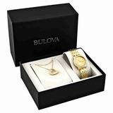 Bulova Swarvoski Crystals Gold Dial Ladies Watch 97X104
