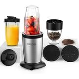 KOIOS 850W Personal Blender for Shakes and Smoothies 11 Pieces Single Bullet Smoothie Blenders for Kitchen Small Coffee Grinder with 2 x 17 ounce and 10 ounce Travel Bottles and Lids BPA Free (Black)