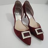 Michael Kors Shoes | Michael Kors Pointed Toe Velvet Heel Shoes Sz 8m | Color: Red | Size: 8