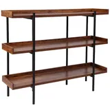 "Emma and Oliver 3 Shelf 35""H Storage Display Unit Bookcase in Rustic Wood Grain Finish, Red/Coppr"