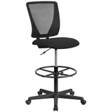 Emma and Oliver Ergonomic Mid-Back Black Mesh Drafting Chair with Adjustable Foot Ring, Grey
