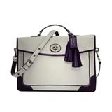 Coach Bags | Coach Archive Two Toned Purple Slim Briefcase White Leather Laptop Bag | Color: Purple/White | Size: Os
