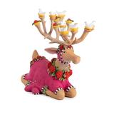 Mackenzie-Childs Patience Brewster Dash Away Sitting Donna Reindeer Figure Resin in Brown/Pink/Red, Size 8.0 H x 4.5 W x 8.5 D in | Wayfair