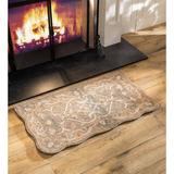 Area Rug - Plow & Hearth Hand-Tufted Fire Resistant Scalloped Wool McLean H Damask Handmade Machine Woven Rectangle 2'1" x 3'10" Wool Area Rug in Taupe Wool