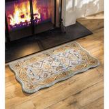 Area Rug - Plow & Hearth Hand-Tufted Fire Resistant Scalloped Wool McLean H Oriental Handmade Tufted Rectangle 2' x 4' Wool Area Rug in Blue/Brown Wool