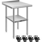 vivohome 24" W Stainless Steel Work Table w/ Backsplash & Wheels For Restaurant, Hotel, Home & Warehouse Stainless Steel in Gray | Wayfair