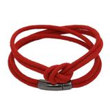 Celtic Charm,'Red Suede Wrap Bracelet with Celtic Knot and Double Strands'