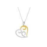 Women's Yellow Gold Over Sterling Silver Open Heart With Swirls Box Chain Pendant Necklace by Haus of Brilliance in Yellow Gold Silver