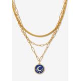 Women's Yellow Gold Ion-Plated Stainless Steel 3-Strand Layered Necklace Set With Celestial Pendant by PalmBeach Jewelry in Gold
