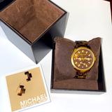 Michael Kors Accessories | Mk Watch Tortoise Mk5038 Jet Set Shell Multifunction Womens Watch | Color: Brown/Gold | Size: Approximately 6