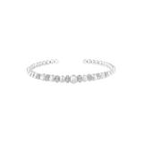 Women's .925 Sterling Silver 1/4 Cttw Diamond Rondelle Graduated Ball Bead Cuff Bangle Bracelet (I-J Color, by Haus of Brilliance in White