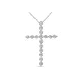 Women's Sterling Silver Brilliantcut Diamond Miracleset Shared Prong Cross Pendant Necklace by Haus of Brilliance in White