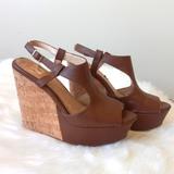 Jessica Simpson Shoes | Jessica Simpson Brown Peep Toe Wedges | Color: Brown | Size: 9.5