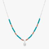 Lucky Brand Multi Beaded Crystal Charm Collar Necklace - Women's Ladies Accessories Jewelry Necklace Pendants in Silver